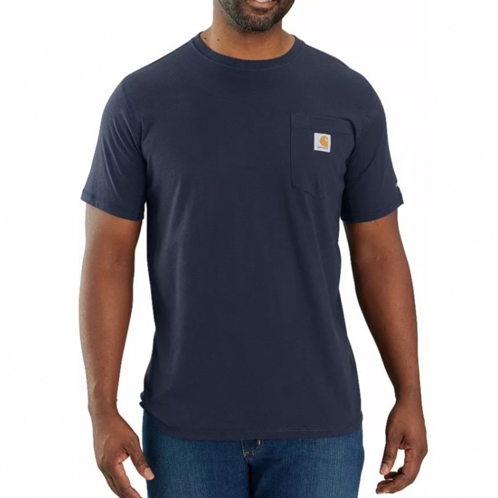 Carhartt Mens Force Relaxed Fit Midweight Short Sleeve Pocket T-Shirt Navy